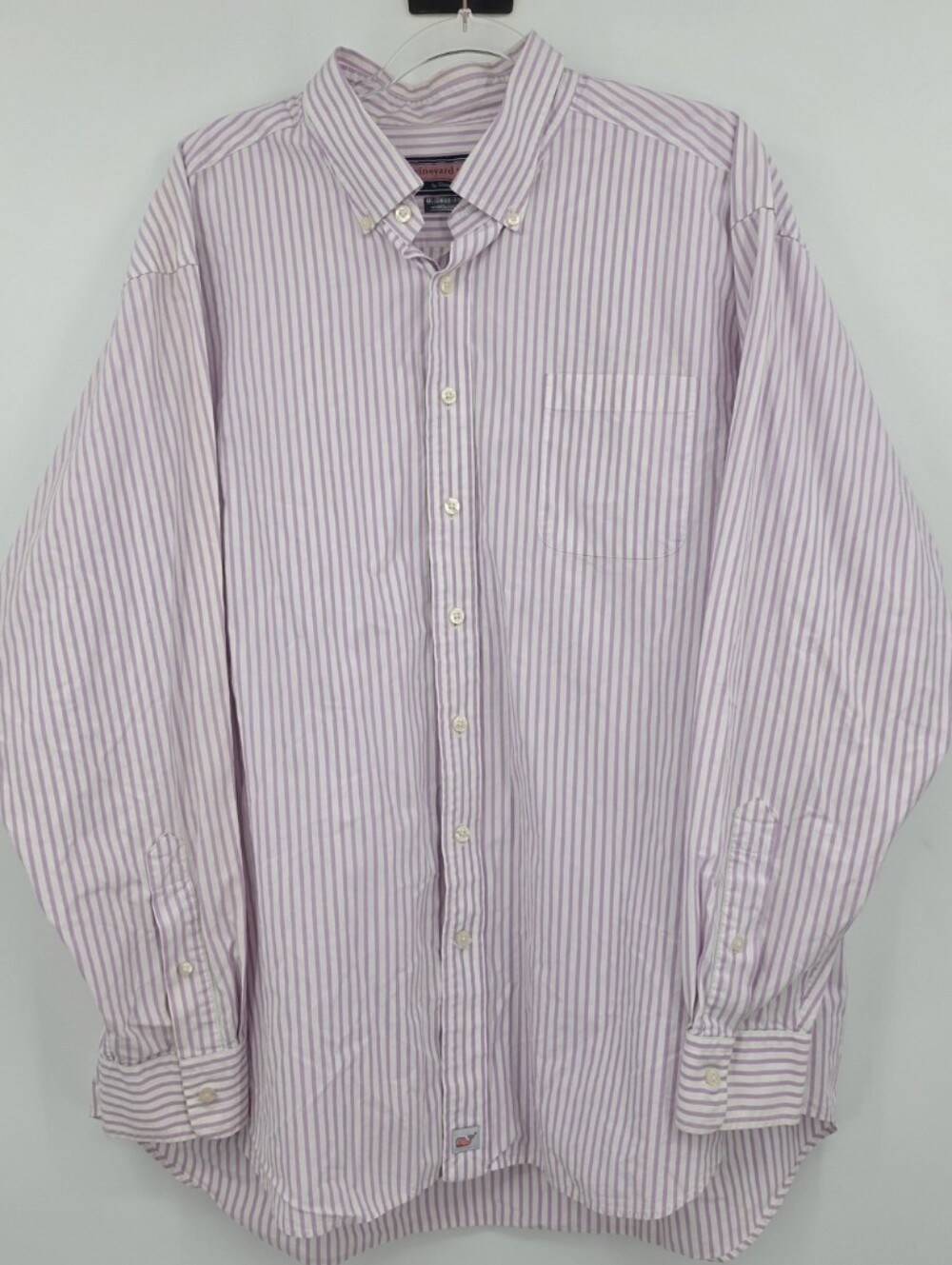 Vineyard Vines Murray Shirt XXL Cotton Long Sleeve Button Front Lavender Stripe